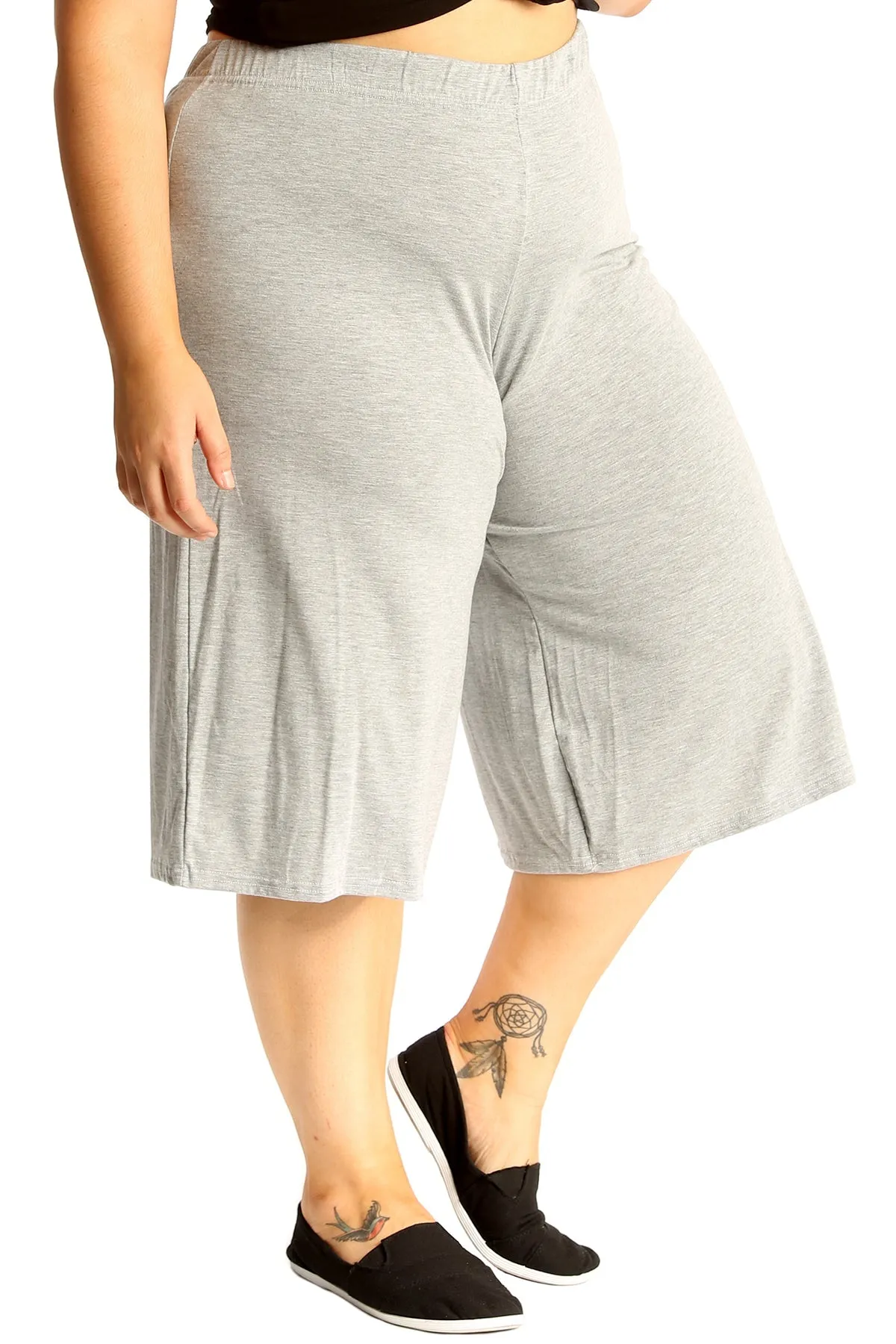 Plus Size Plain Viscose Culottes