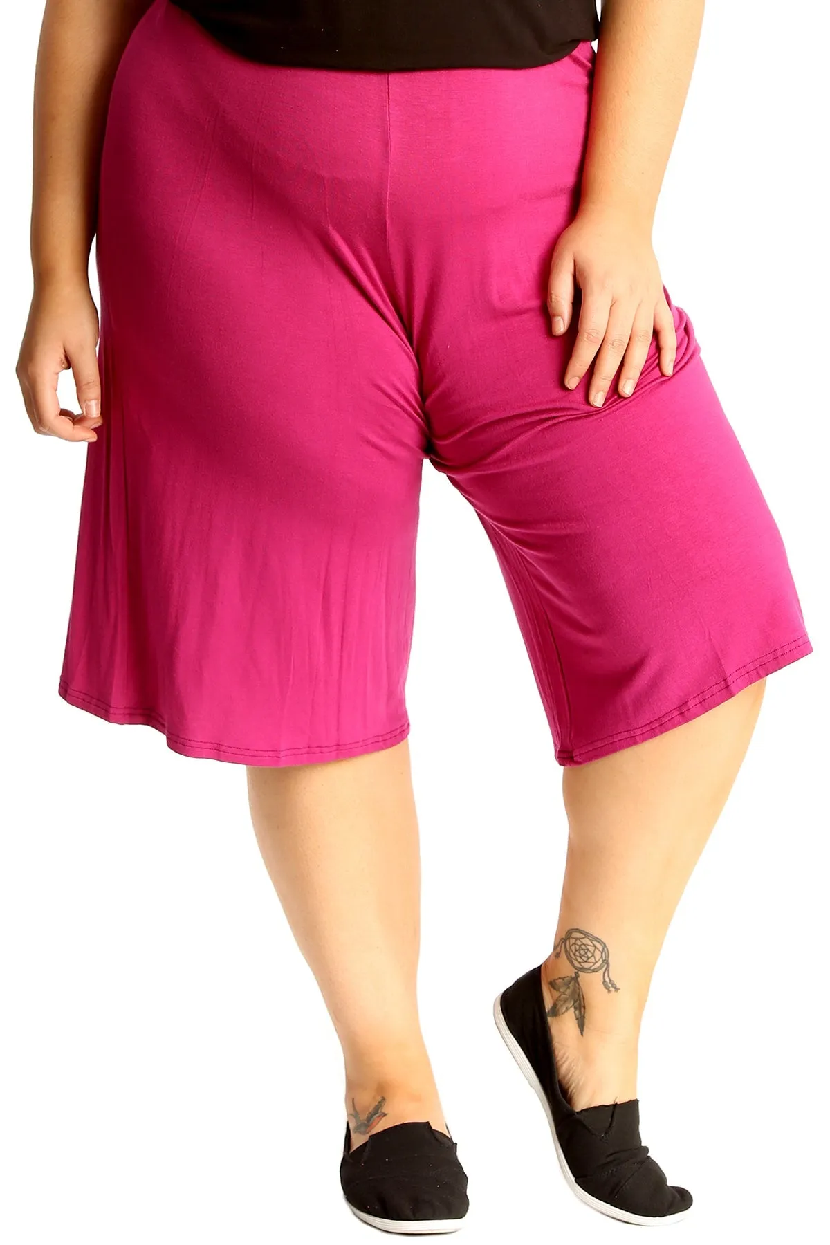 Plus Size Plain Viscose Culottes