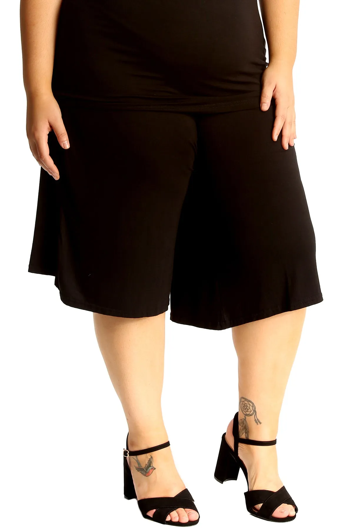 Plus Size Plain Viscose Culottes