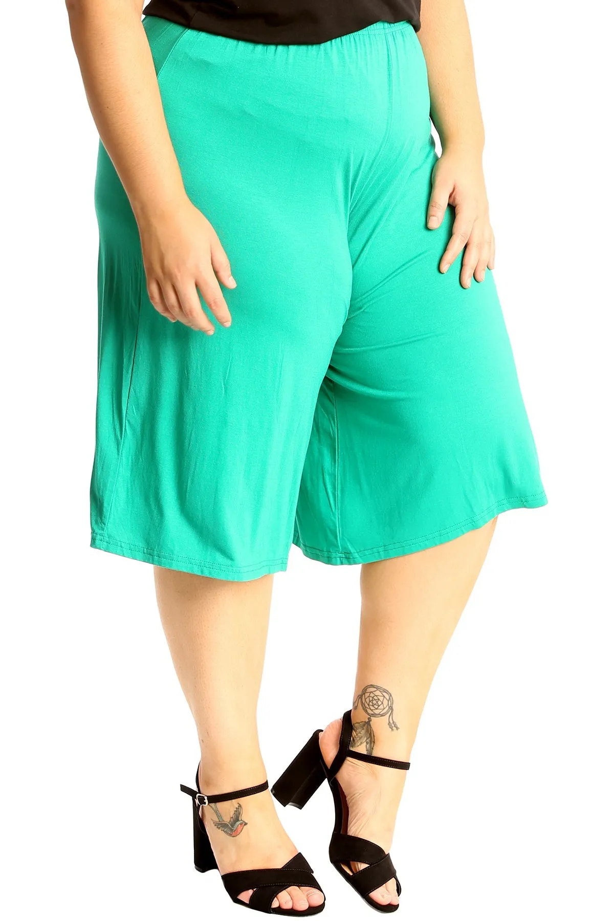 Plus Size Plain Viscose Culottes