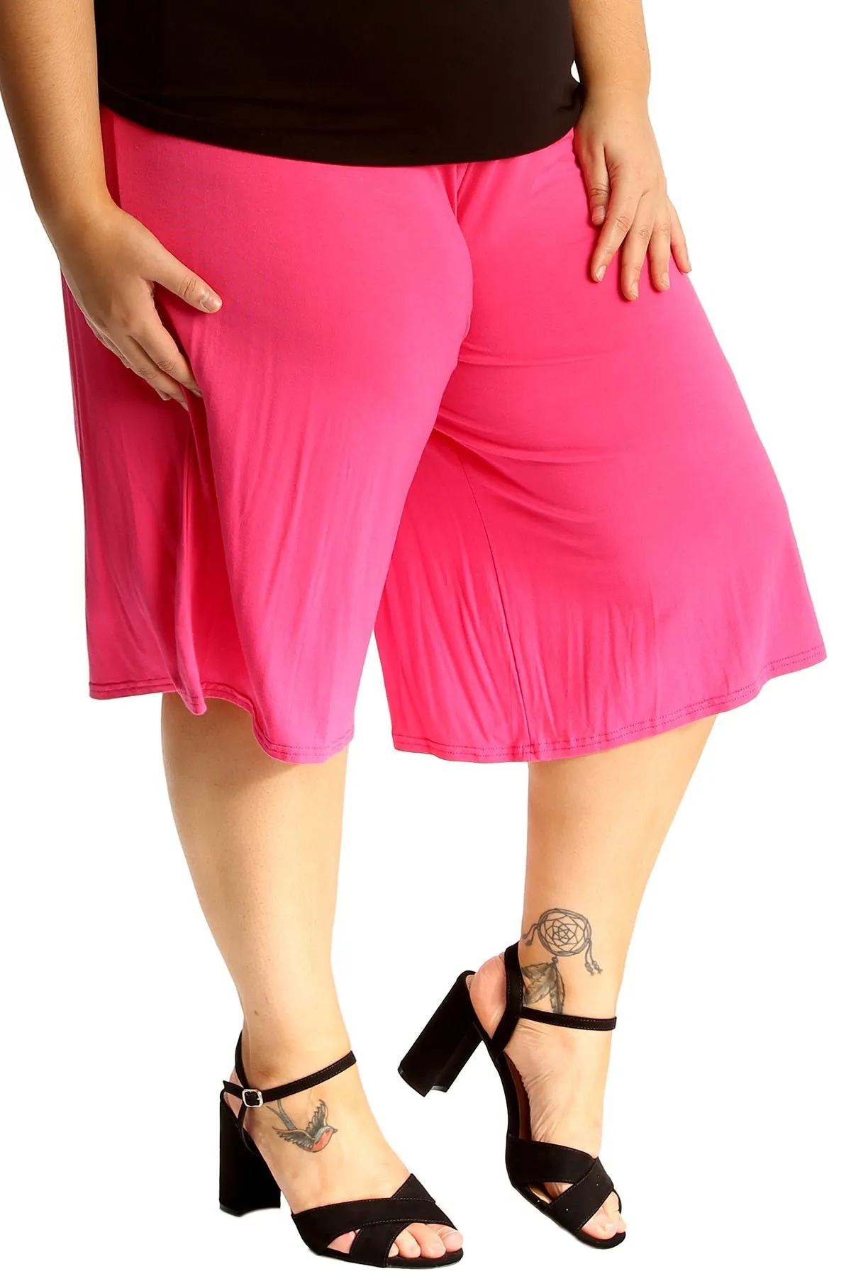 Plus Size Plain Viscose Culottes