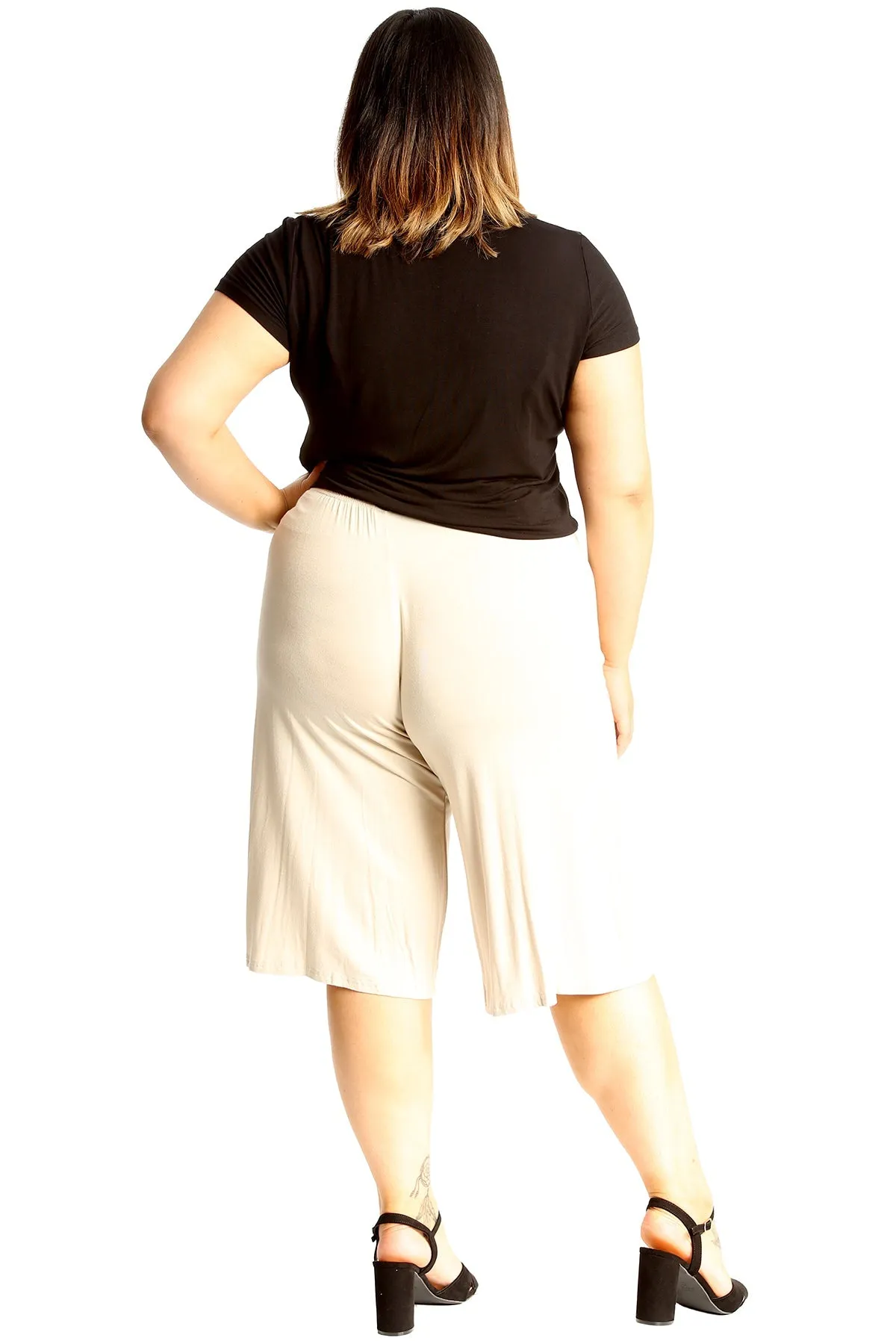 Plus Size Plain Viscose Culottes