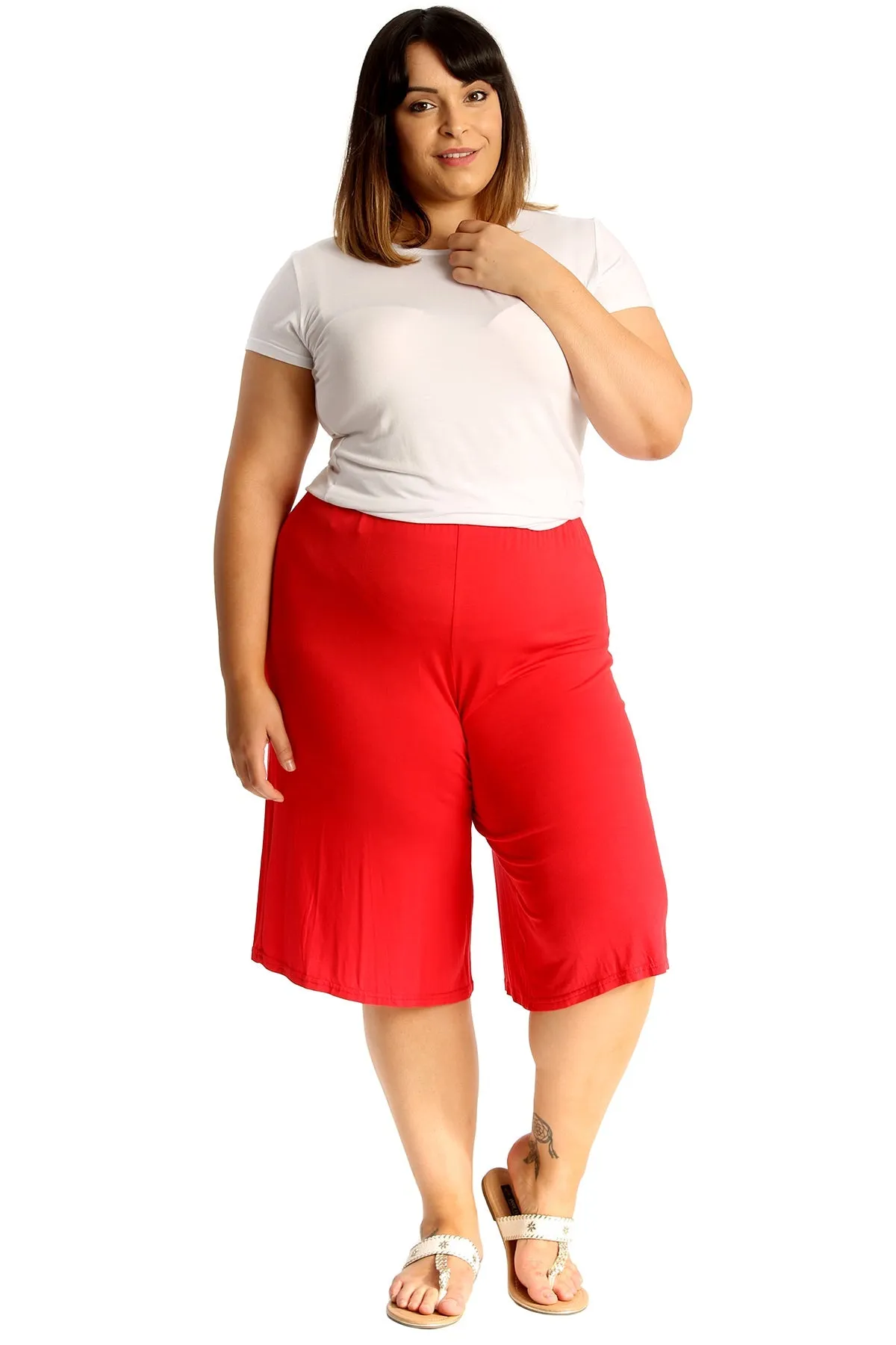 Plus Size Plain Viscose Culottes