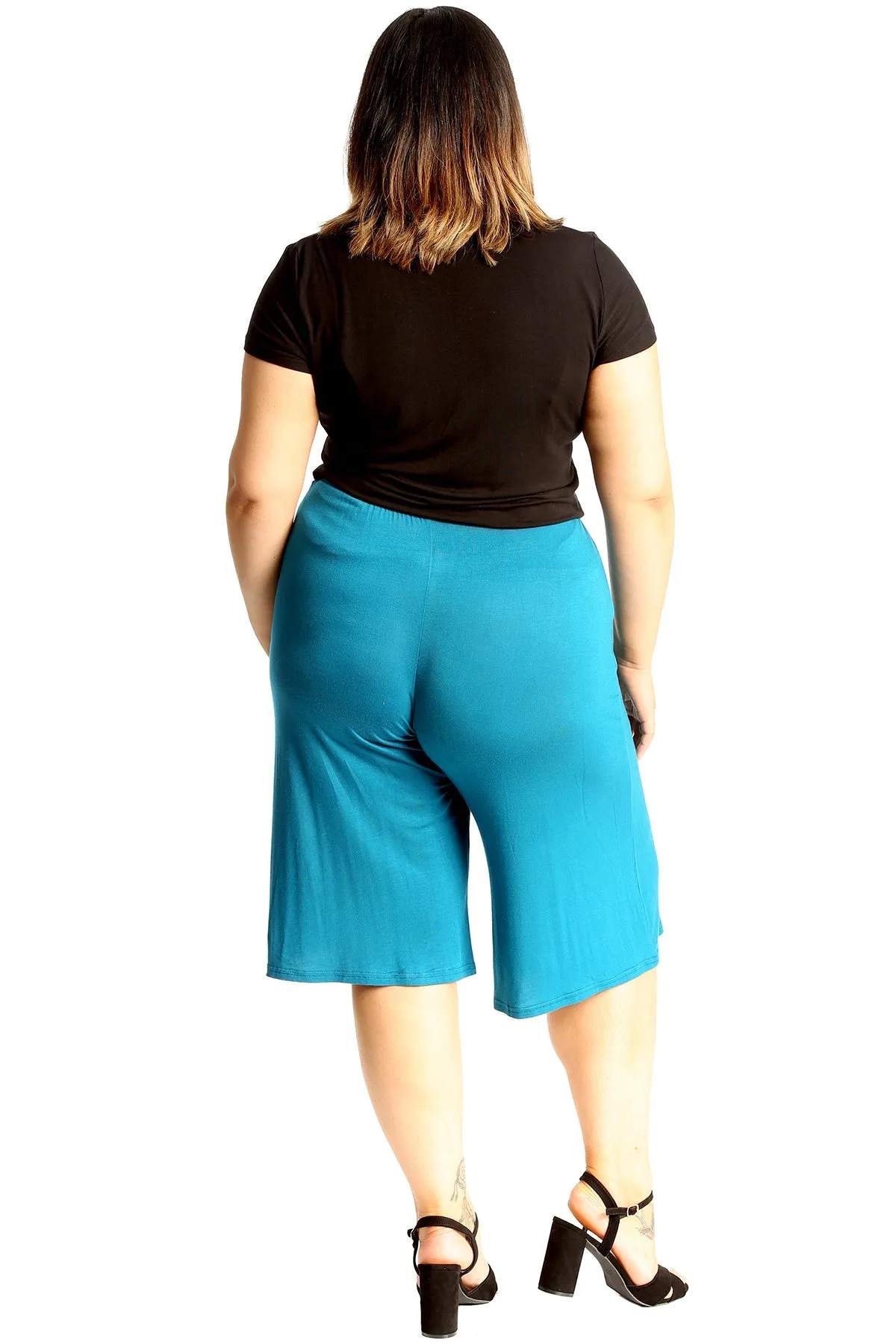 Plus Size Plain Viscose Culottes
