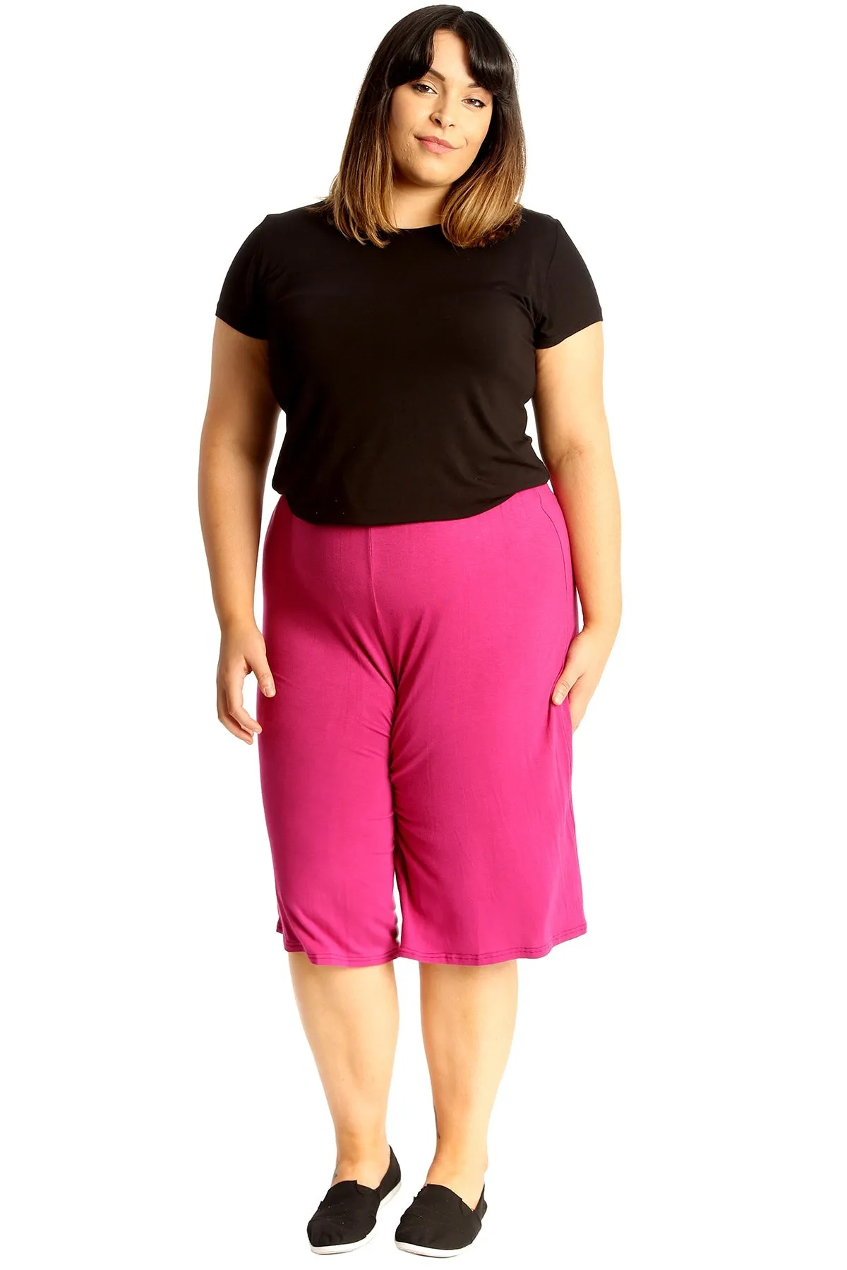 Plus Size Plain Viscose Culottes