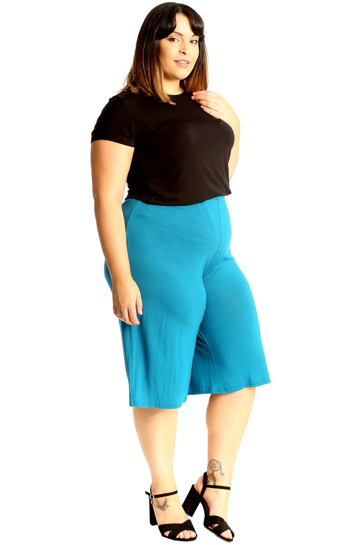 Plus Size Plain Viscose Culottes