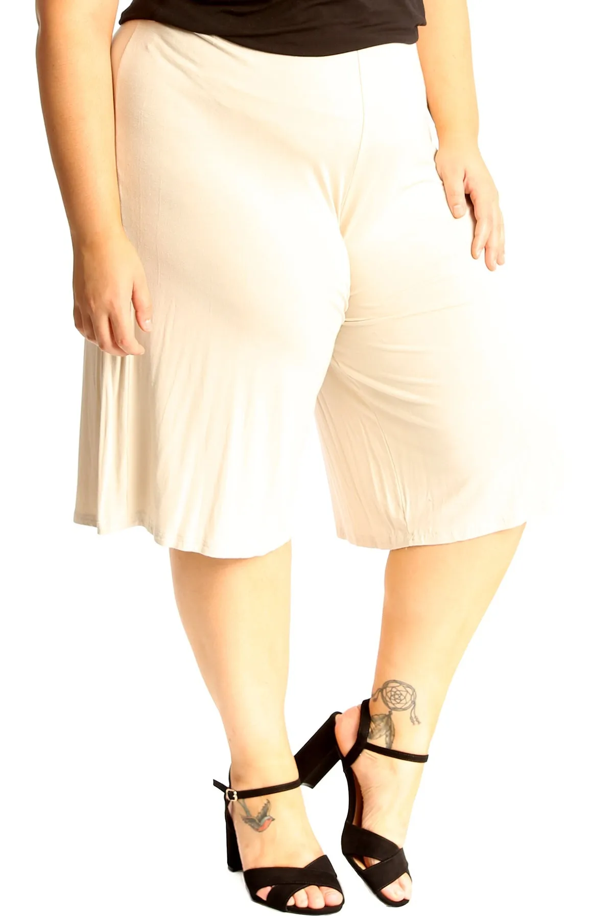 Plus Size Plain Viscose Culottes