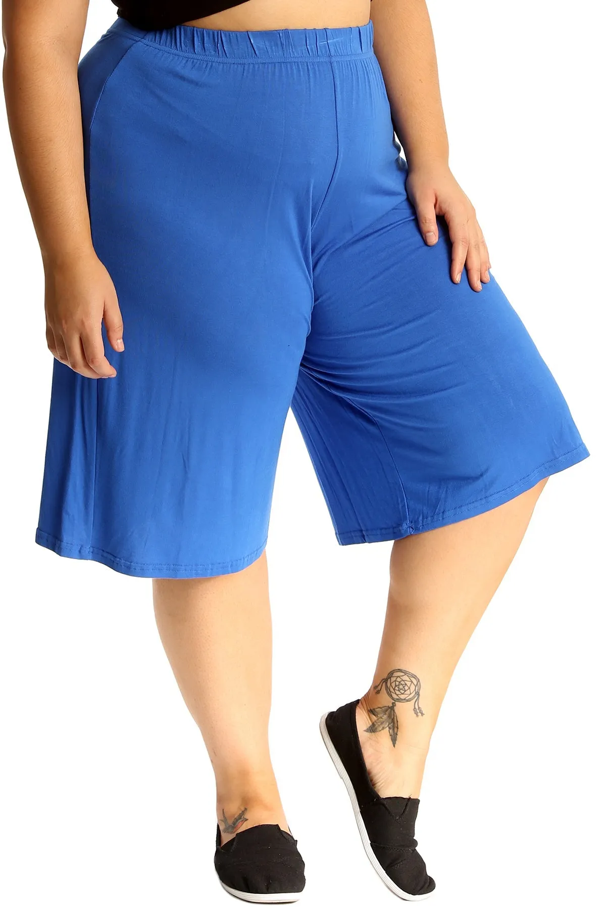 Plus Size Plain Viscose Culottes