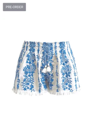 Pre-Order Poolside White Shorts, Blue