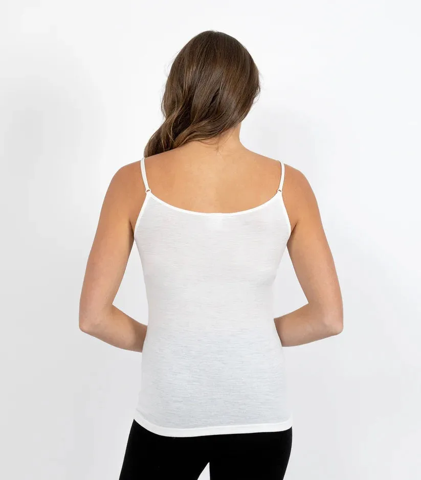 Pure Merino 200Gsm Cami With Motif - Cream
