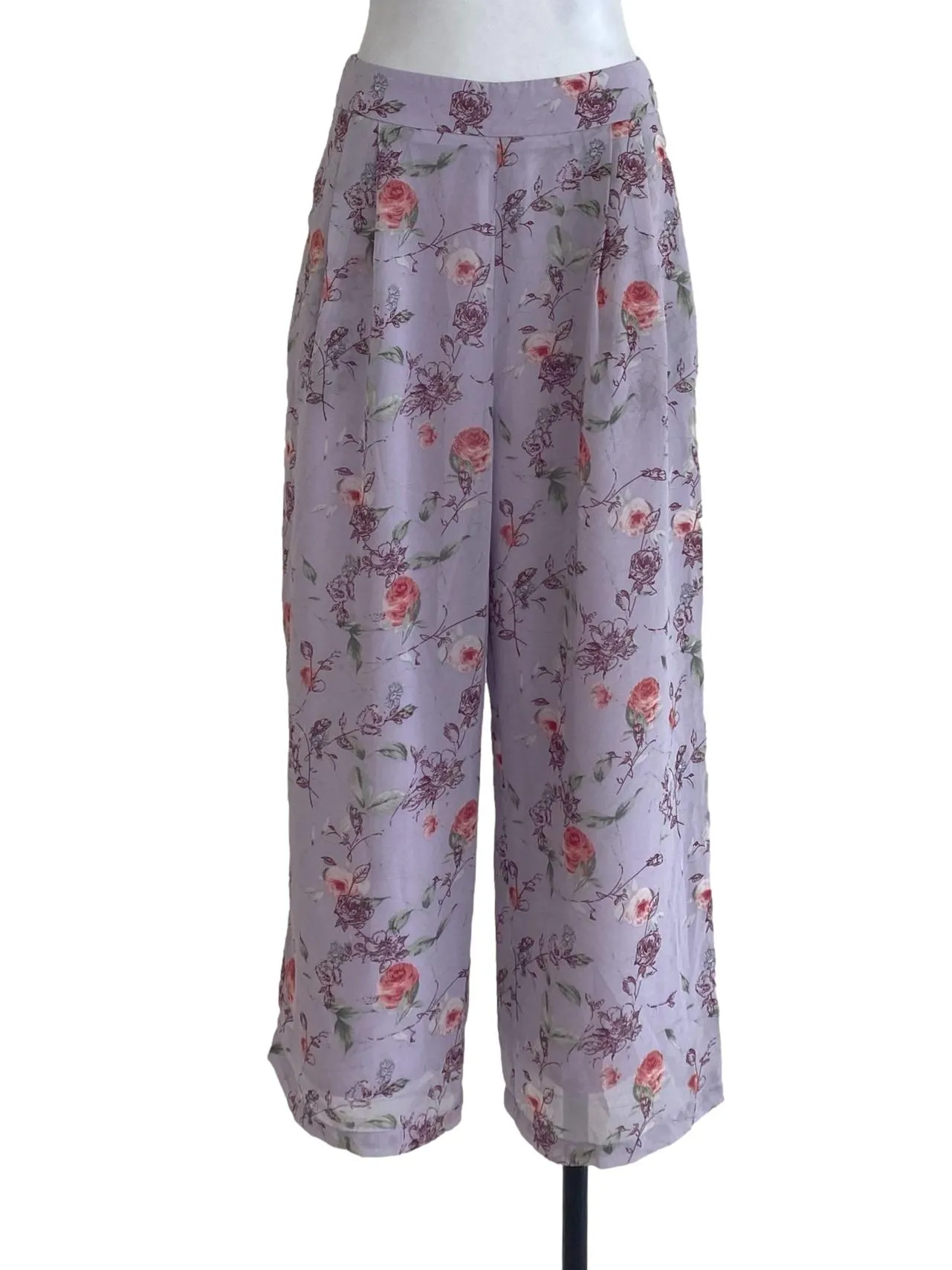 Purple Floral Wide Pants