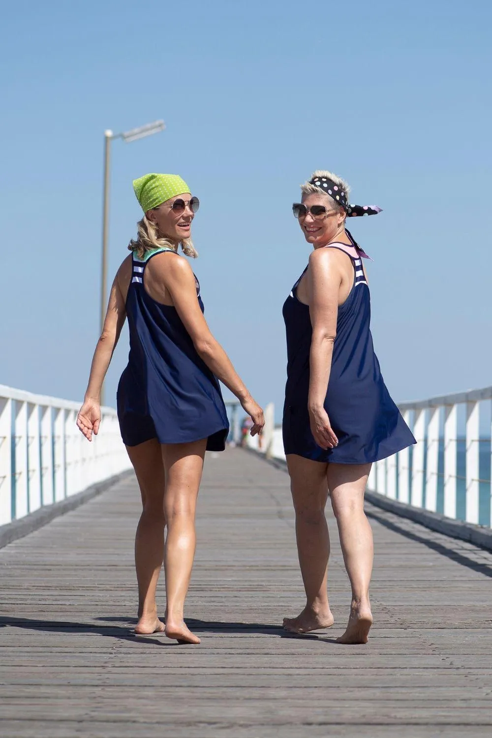 Racer Back Rashie Dress nautical navy and flamingo pink