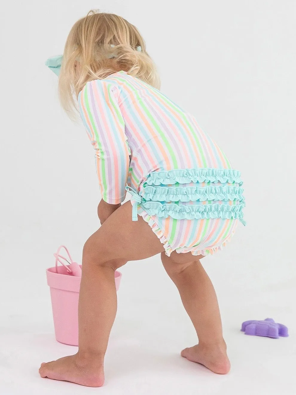 Rainbow Stripe One Piece Rash Guard