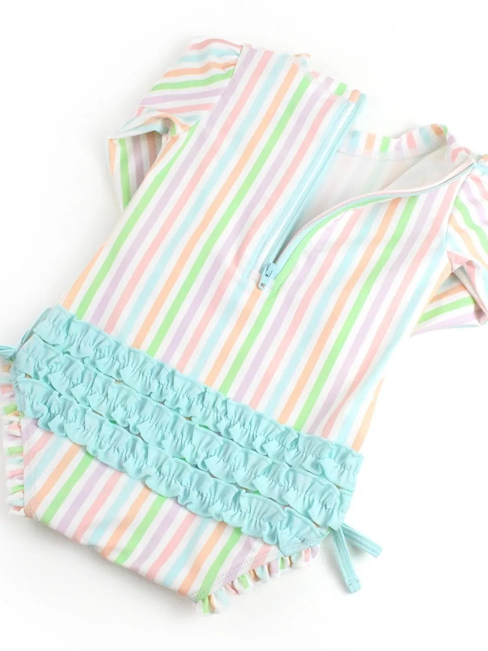 Rainbow Stripe One Piece Rash Guard