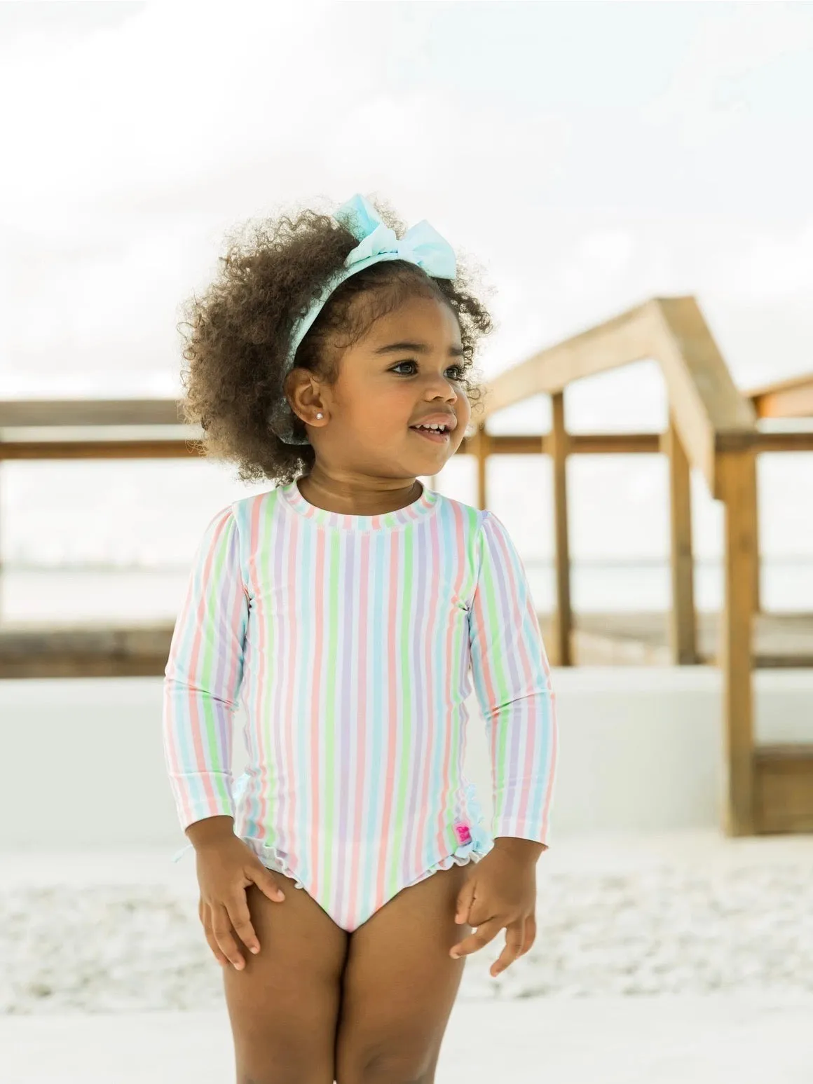 Rainbow Stripe One Piece Rash Guard