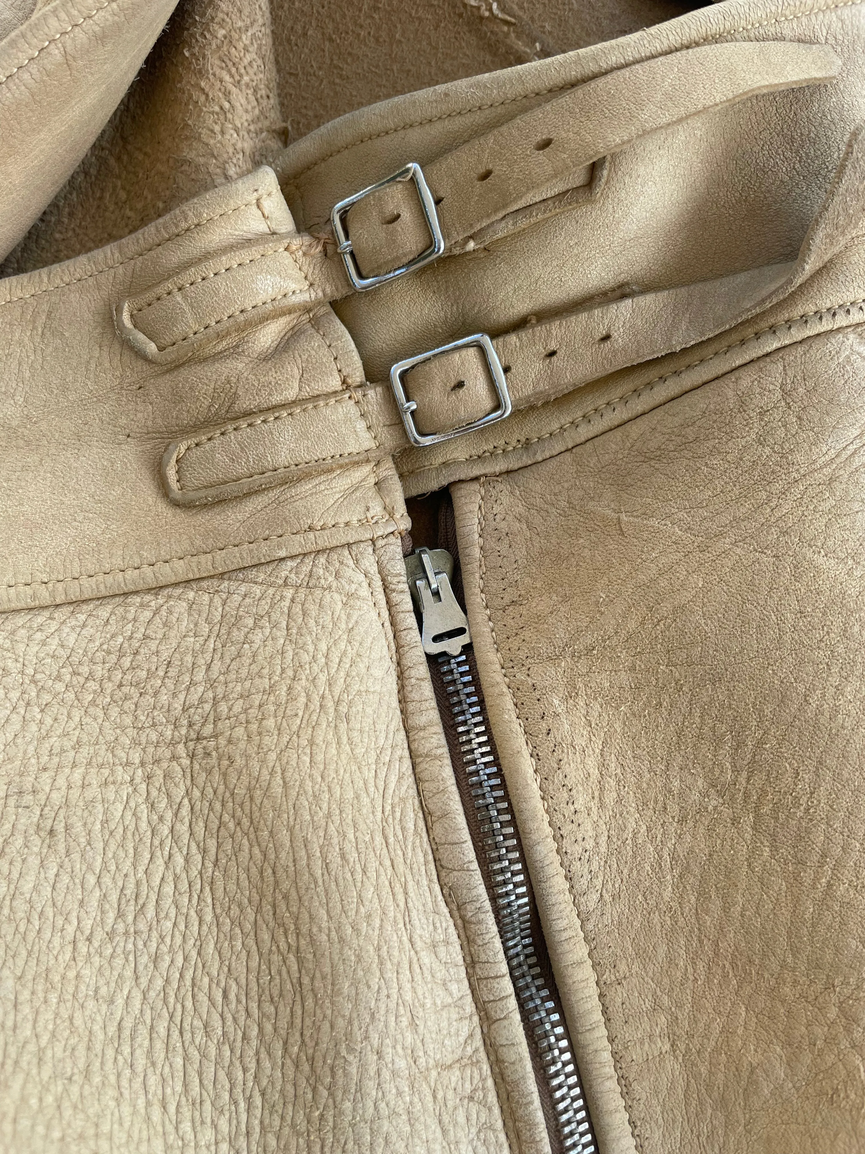 Rare 1930s Double Buckle Side Zip Leather Cowgirl Fringe Split Skirt