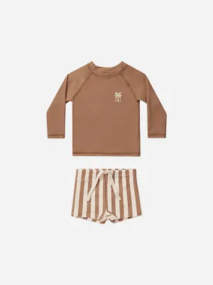 Rash Guard Boy Set || Clay Stripe