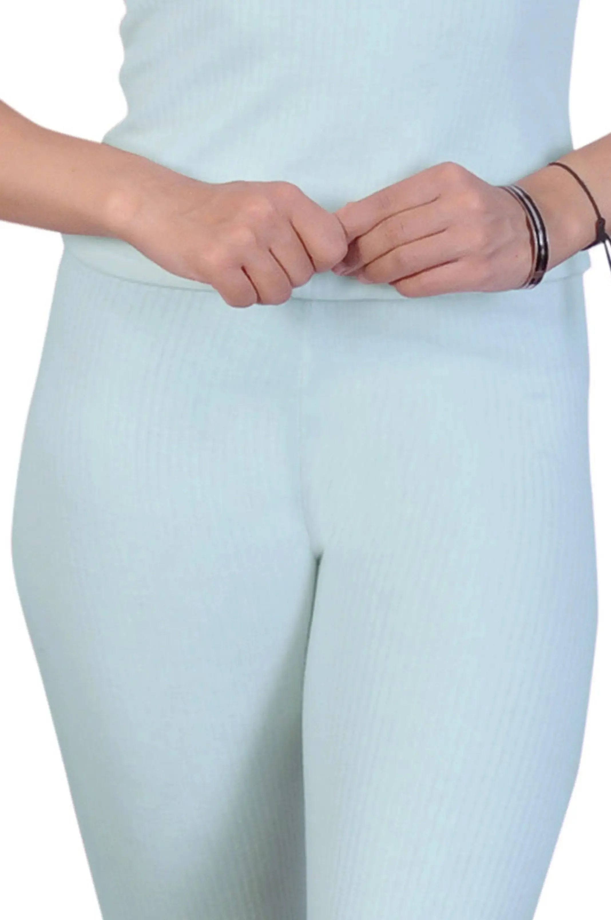 Regular Fit Warm Thermal Set  For  Young Women | Blue Thermal Tank Top & Leggings | Set of 2