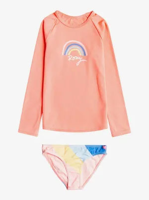 Roxy Girl “Touch Of Rainbow” Long Sleeved Rash Guard Swim Swim Set : Size 2 to 7 Years