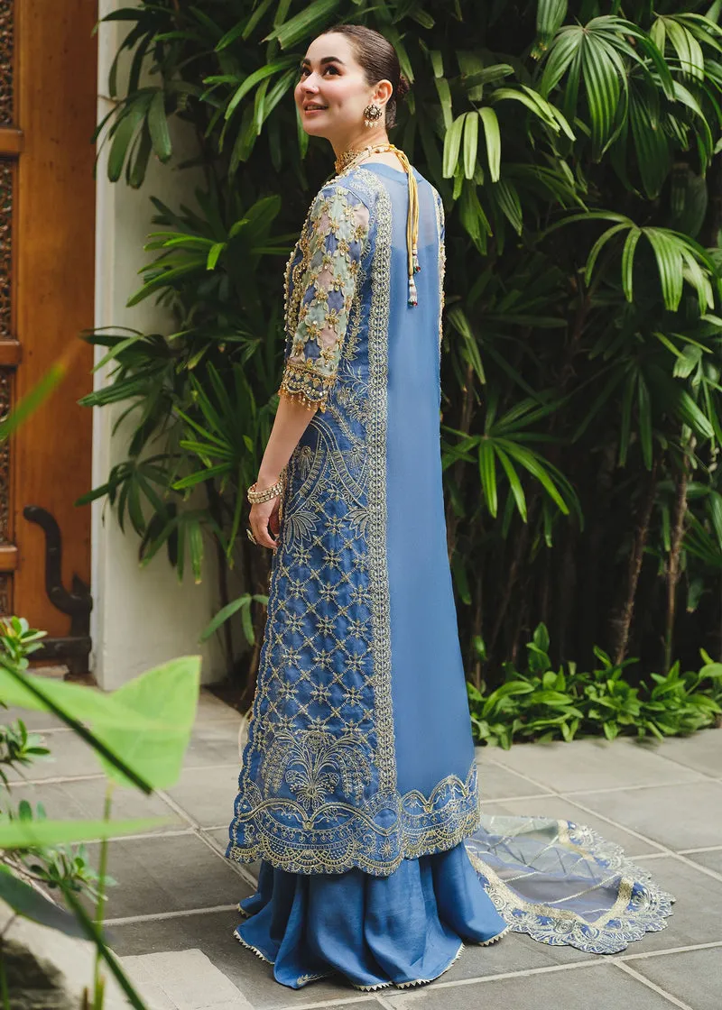Royal Bluish Grey Embroidered Pakistani Wedding Dress Kameez Sharara
