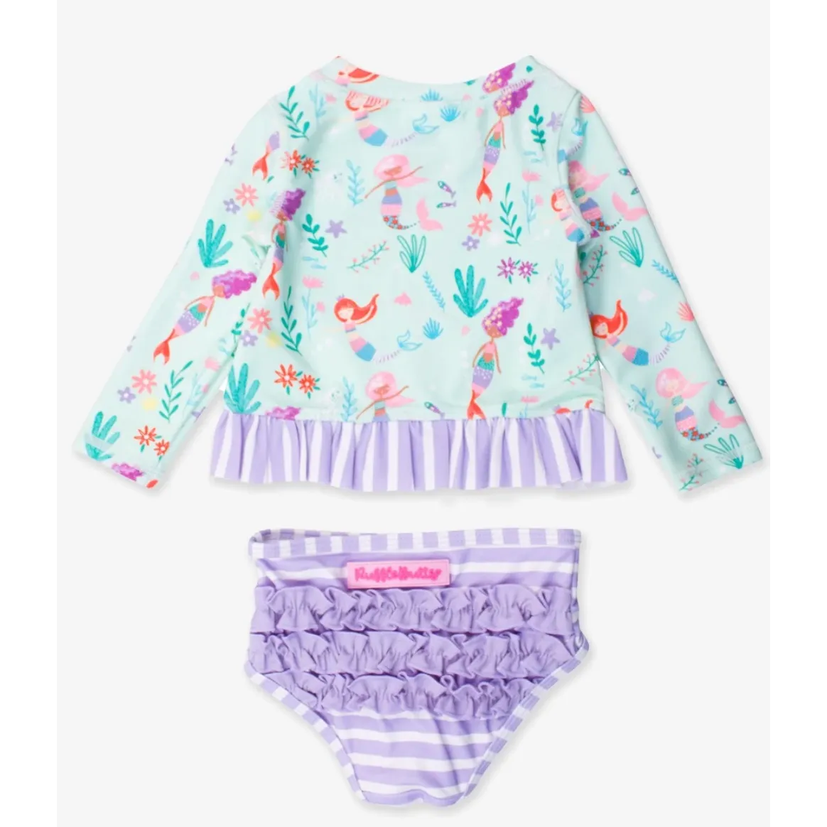 RuffleButts Long Sleeve Mermaid Princess Rash Gaurd Bikini