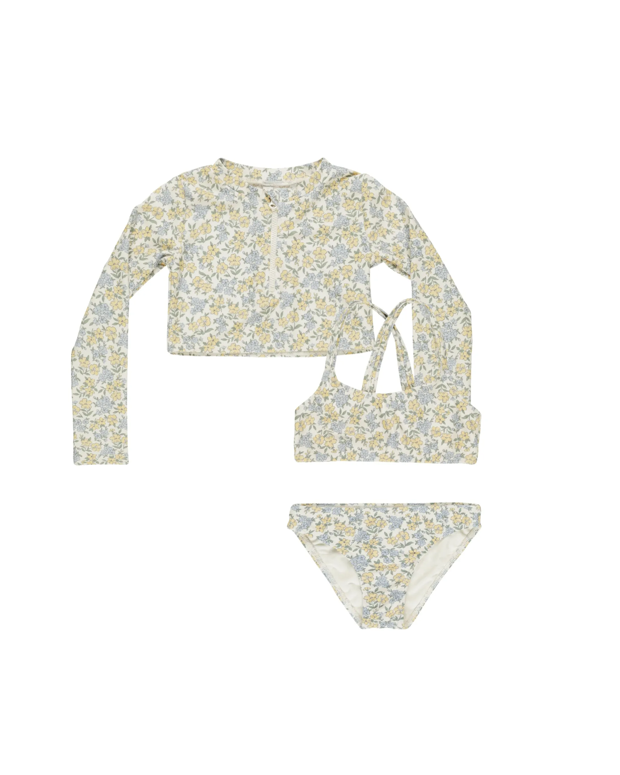 Rylee   Cru Crop Rashguard Set – Bloom Print on Ivory | UPF 50  Sun Protection | Rylee   Cru Canada