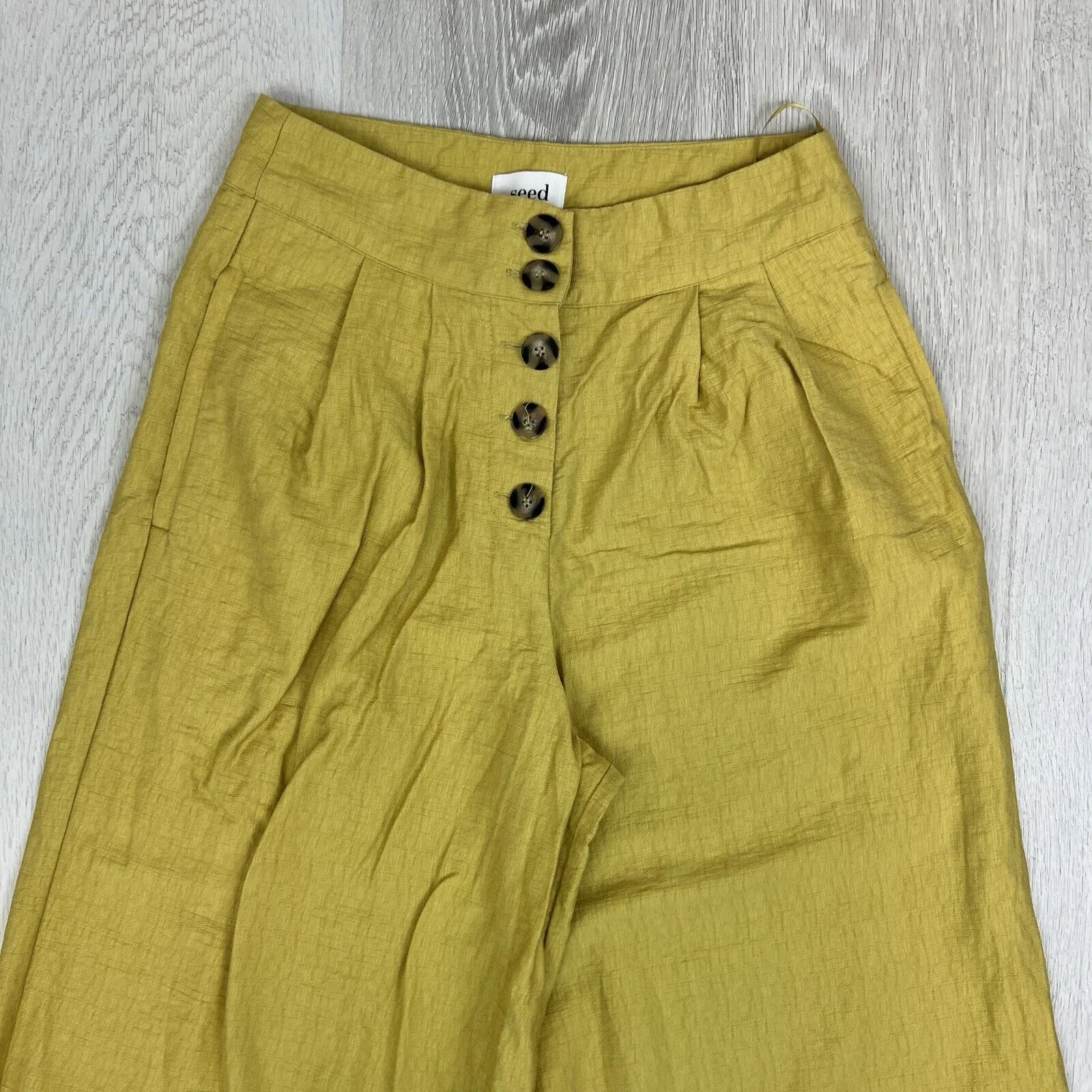 Seed Heritage Womens Mustard Yellow Wide-Leg Culottes Pants Size 8
