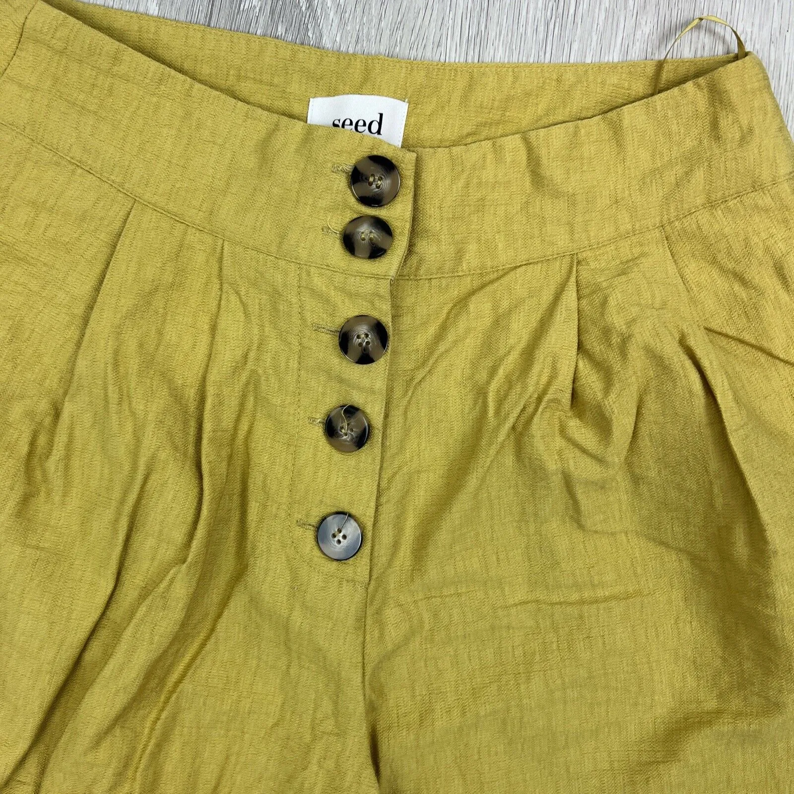 Seed Heritage Womens Mustard Yellow Wide-Leg Culottes Pants Size 8