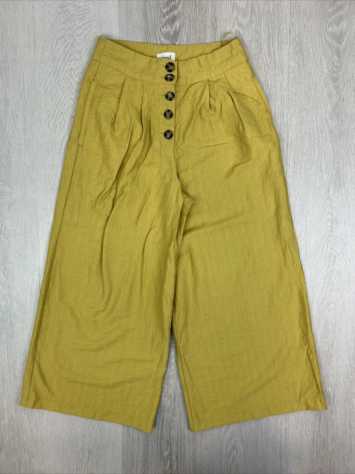 Seed Heritage Womens Mustard Yellow Wide-Leg Culottes Pants Size 8
