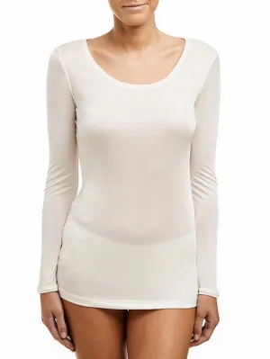 Silk Jersey Long Sleeve Crew Neck - Ivory