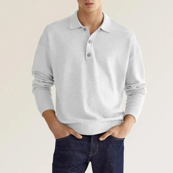 Simple Basic Stand-up Collar Long-sleeved Polo Shirt