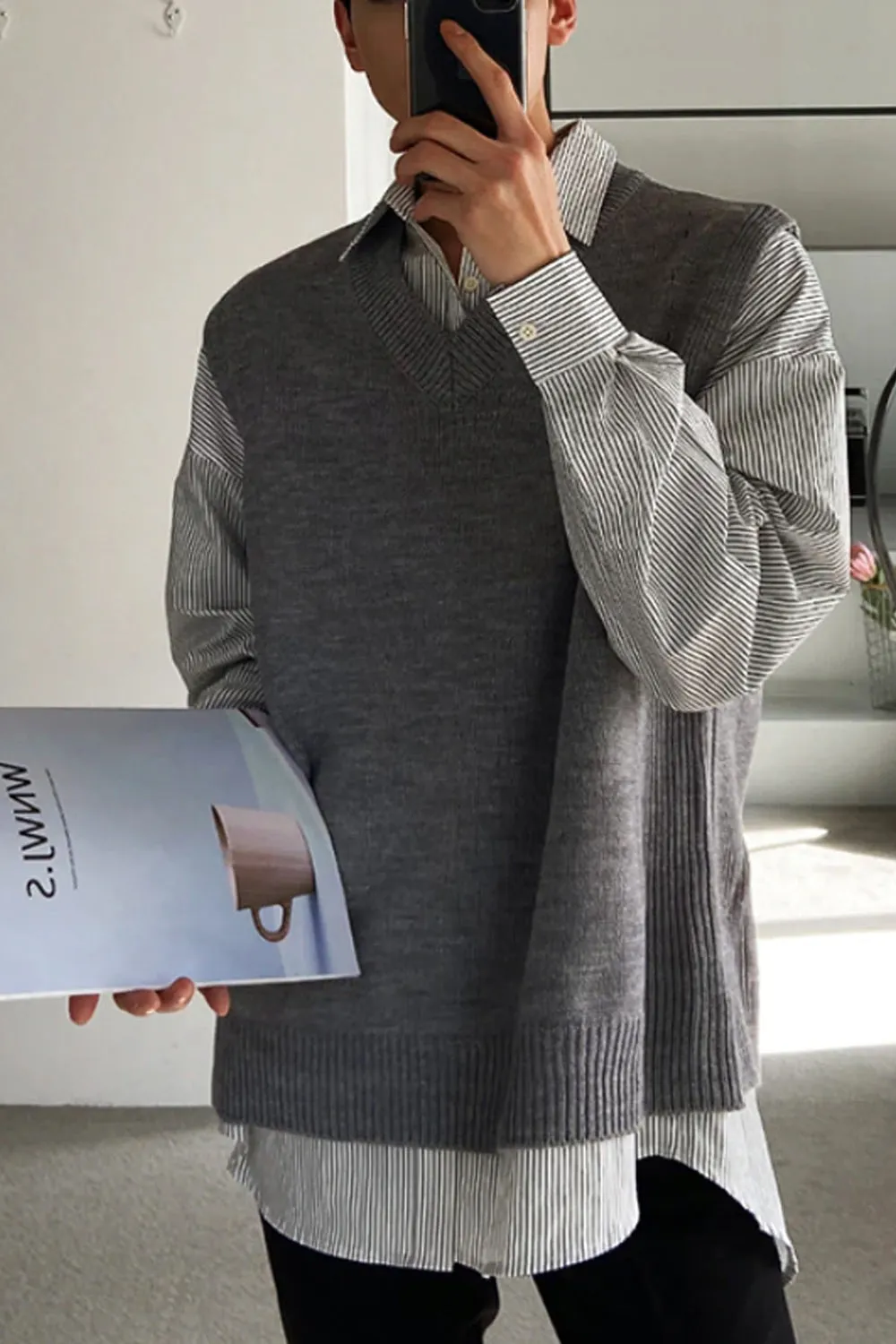 Simple Knitted Sleeveless Men Vest Sweater