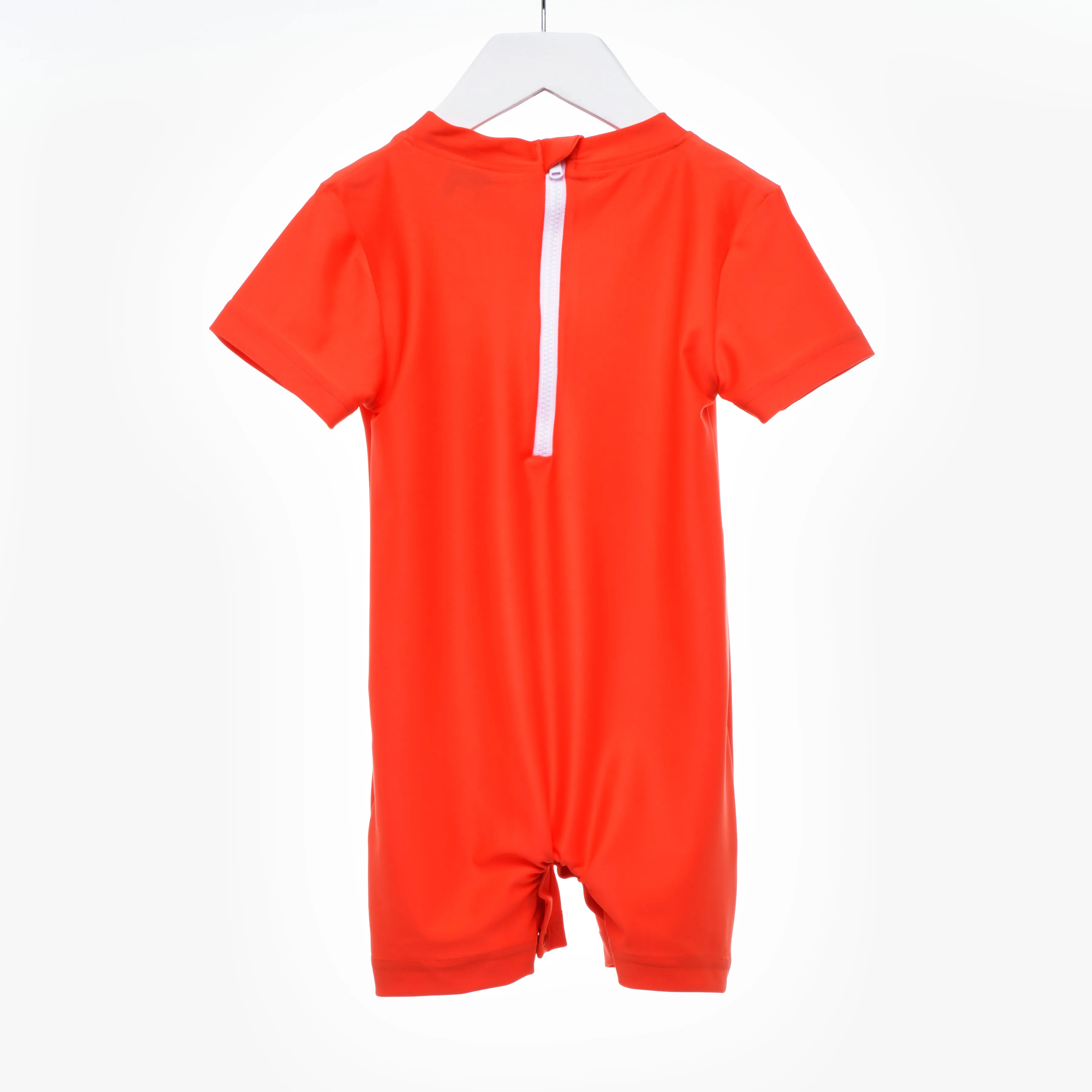 Smocked Tangerine Whale Boys Swimsuit with Poppers - Rash Guard SPF Protected (6M-4Yrs)