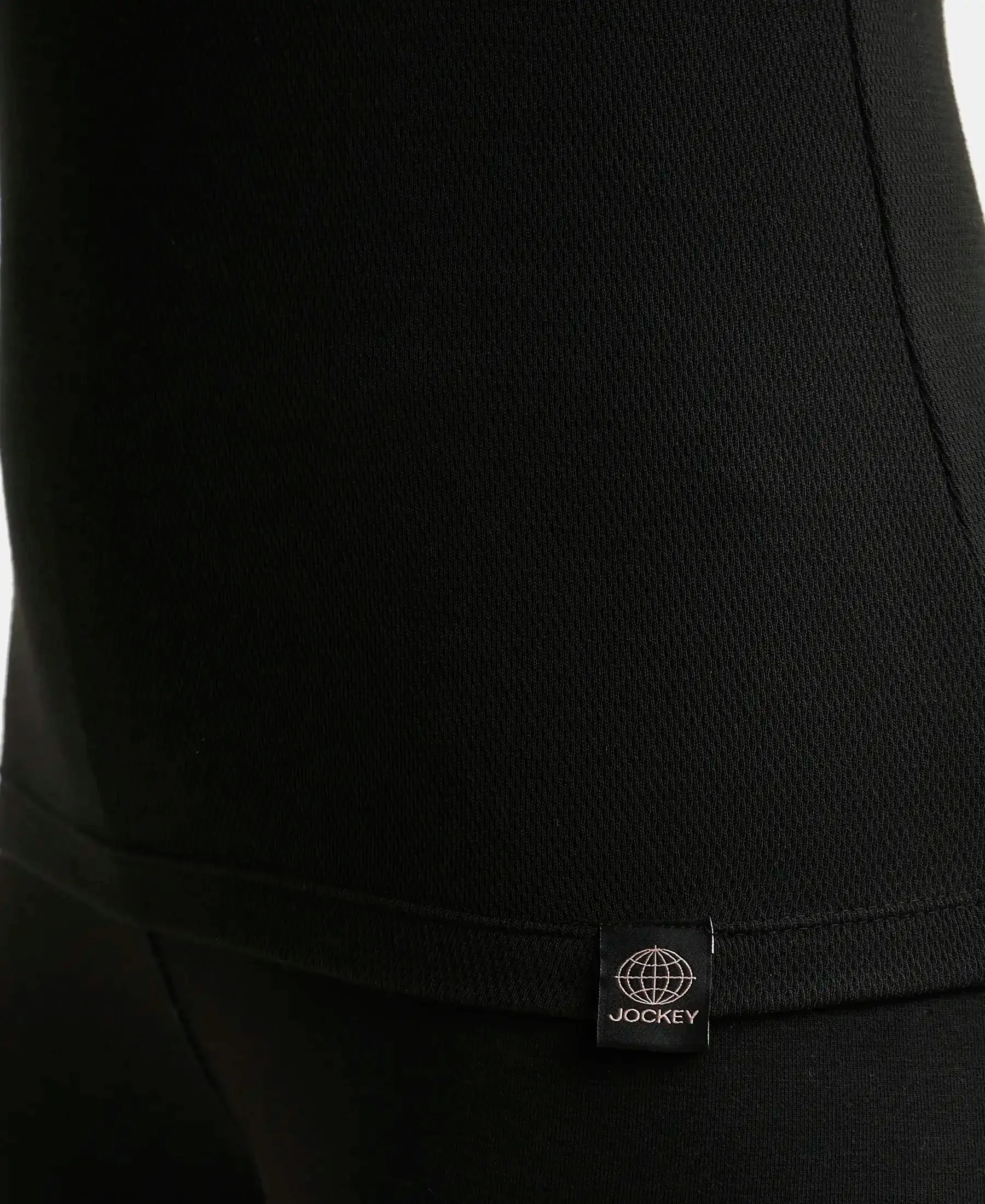 Soft Touch Microfiber Elastane Stretch Fleece Fabric Full Sleeve Thermal Top with StayWarm Technology - Black