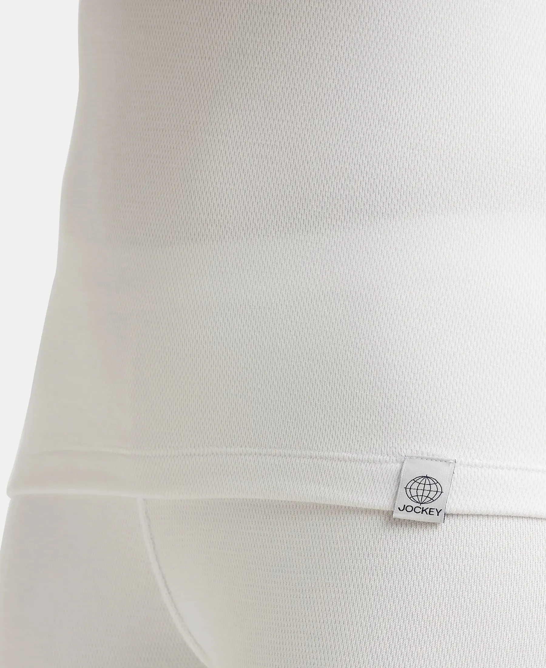 Soft Touch Microfiber Elastane Stretch Fleece Fabric Full Sleeve Thermal Top with StayWarm Technology - Light Bright White