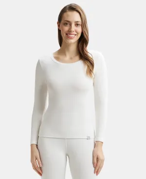 Soft Touch Microfiber Elastane Stretch Fleece Fabric Full Sleeve Thermal Top with StayWarm Technology - Light Bright White