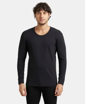 Soft Touch Microfiber Elastane Stretch Fleece Fabric Full Sleeve Thermal Undershirt with StayWarm Technology - Black