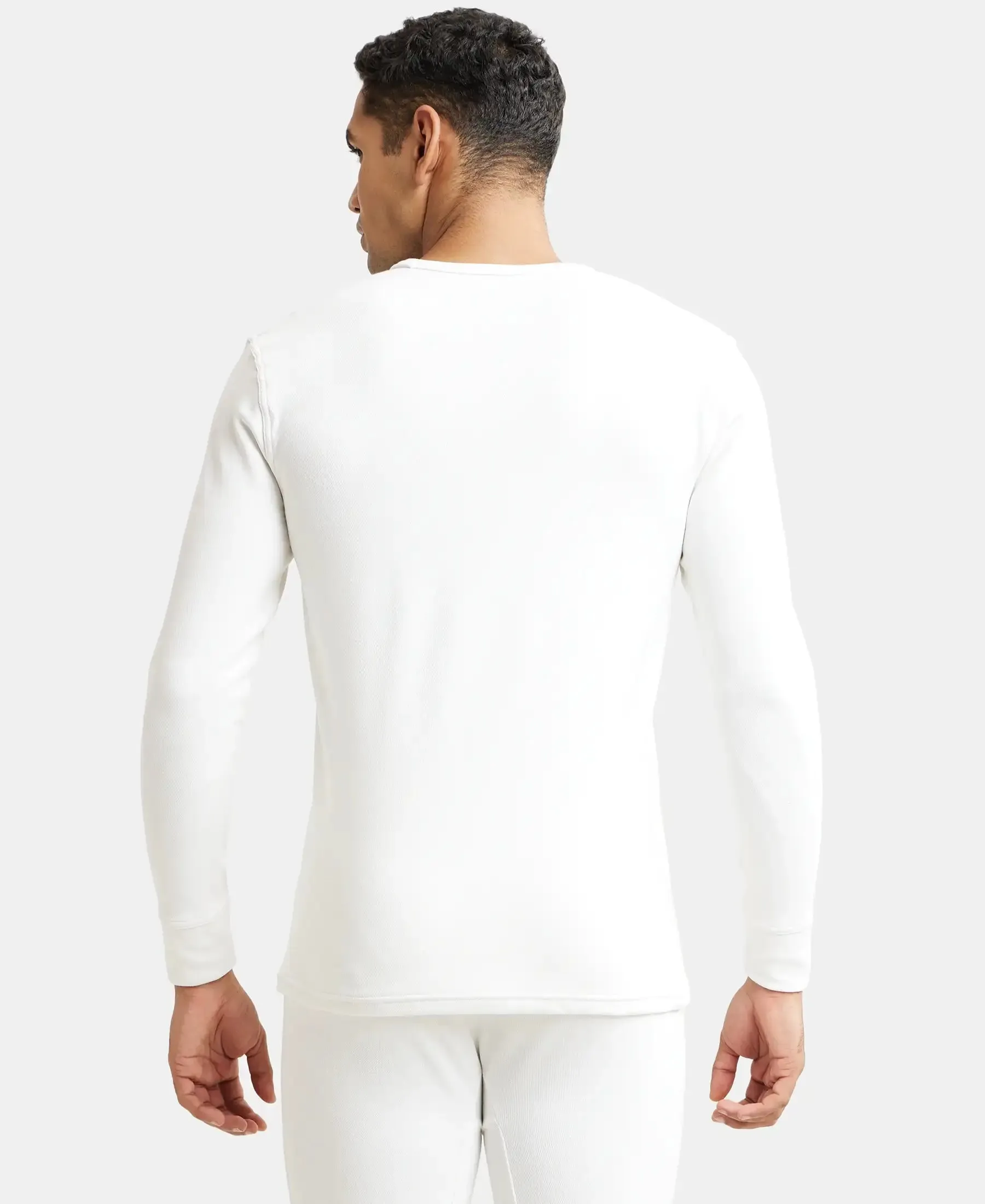 Soft Touch Microfiber Elastane Stretch Fleece Fabric Full Sleeve Thermal Undershirt with StayWarm Technology - Light Bright White