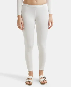 Soft Touch Microfiber Elastane Stretch Fleece Fabric Thermal Leggings with StayWarm Technology - Light Bright White