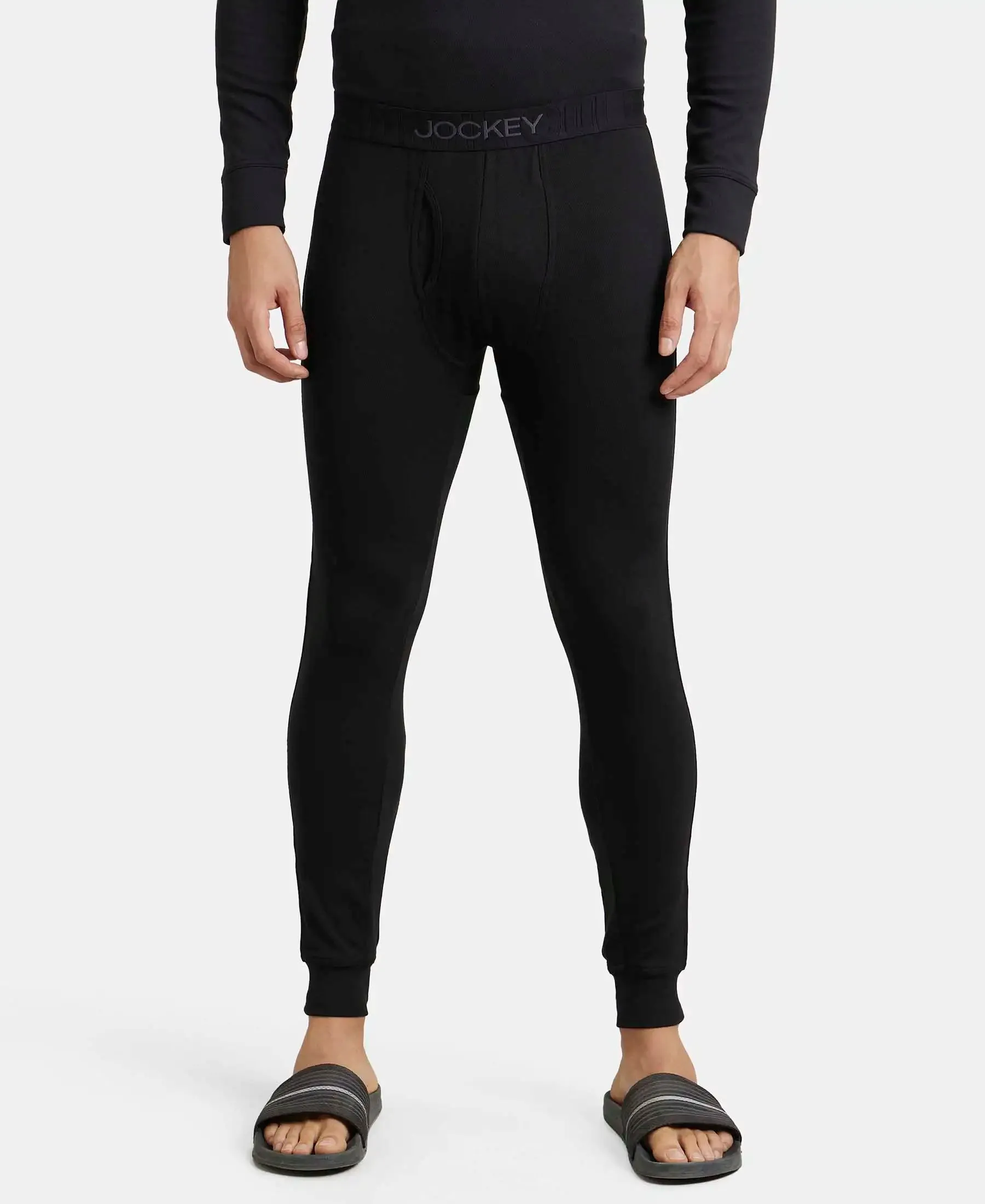 Soft Touch Microfiber Elastane Stretch Fleece Fabric Thermal Long John with StayWarm Technology - Black