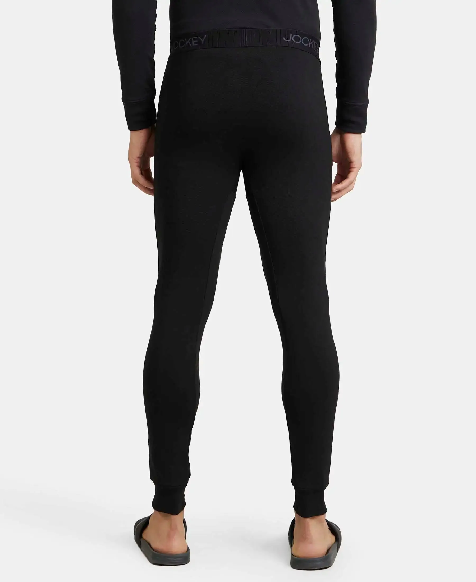 Soft Touch Microfiber Elastane Stretch Fleece Fabric Thermal Long John with StayWarm Technology - Black