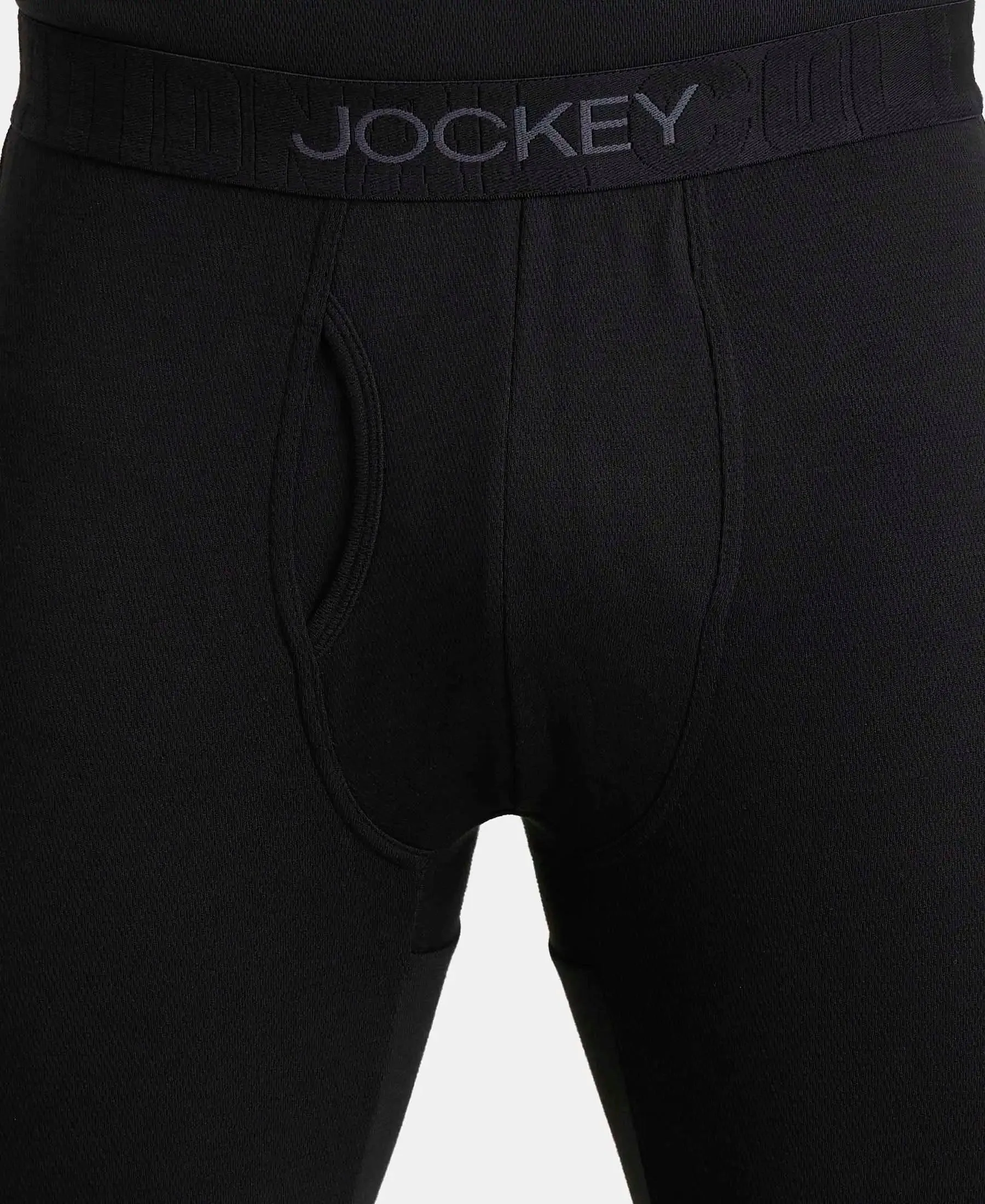 Soft Touch Microfiber Elastane Stretch Fleece Fabric Thermal Long John with StayWarm Technology - Black