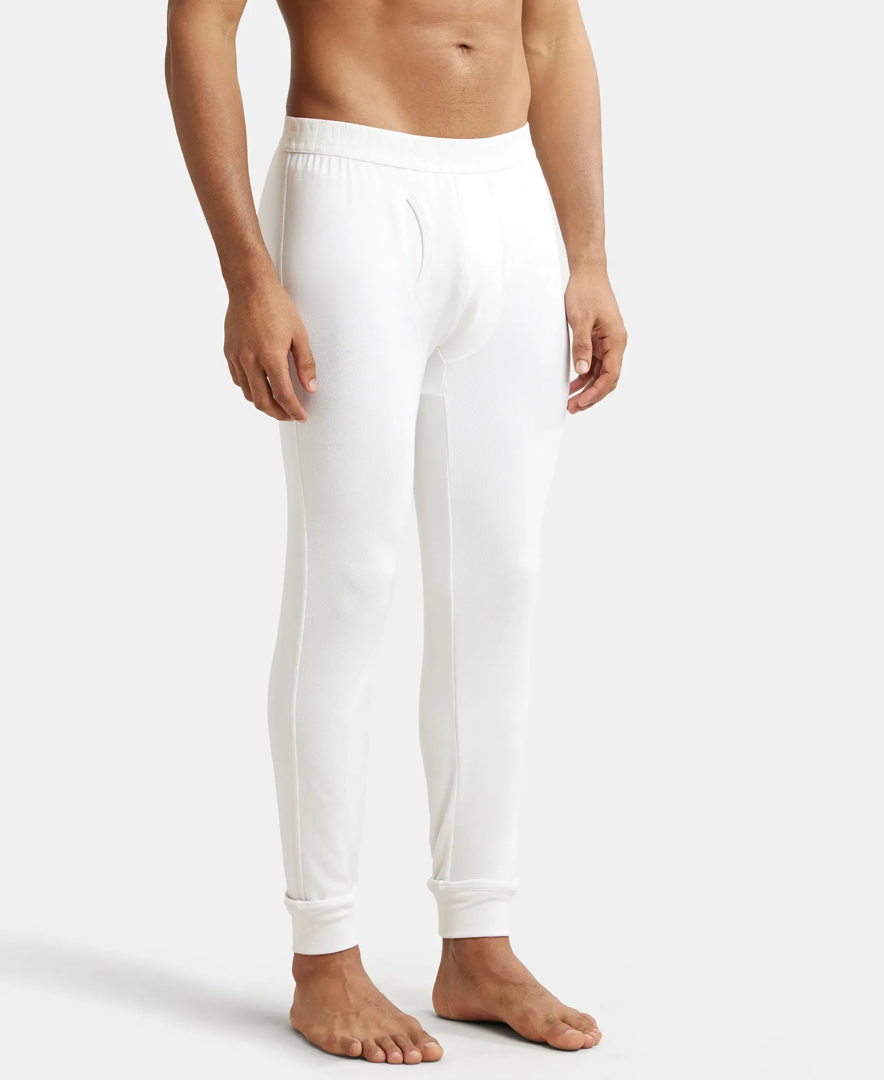 Soft Touch Microfiber Elastane Stretch Fleece Fabric Thermal Long John with StayWarm Technology - Light Bright White