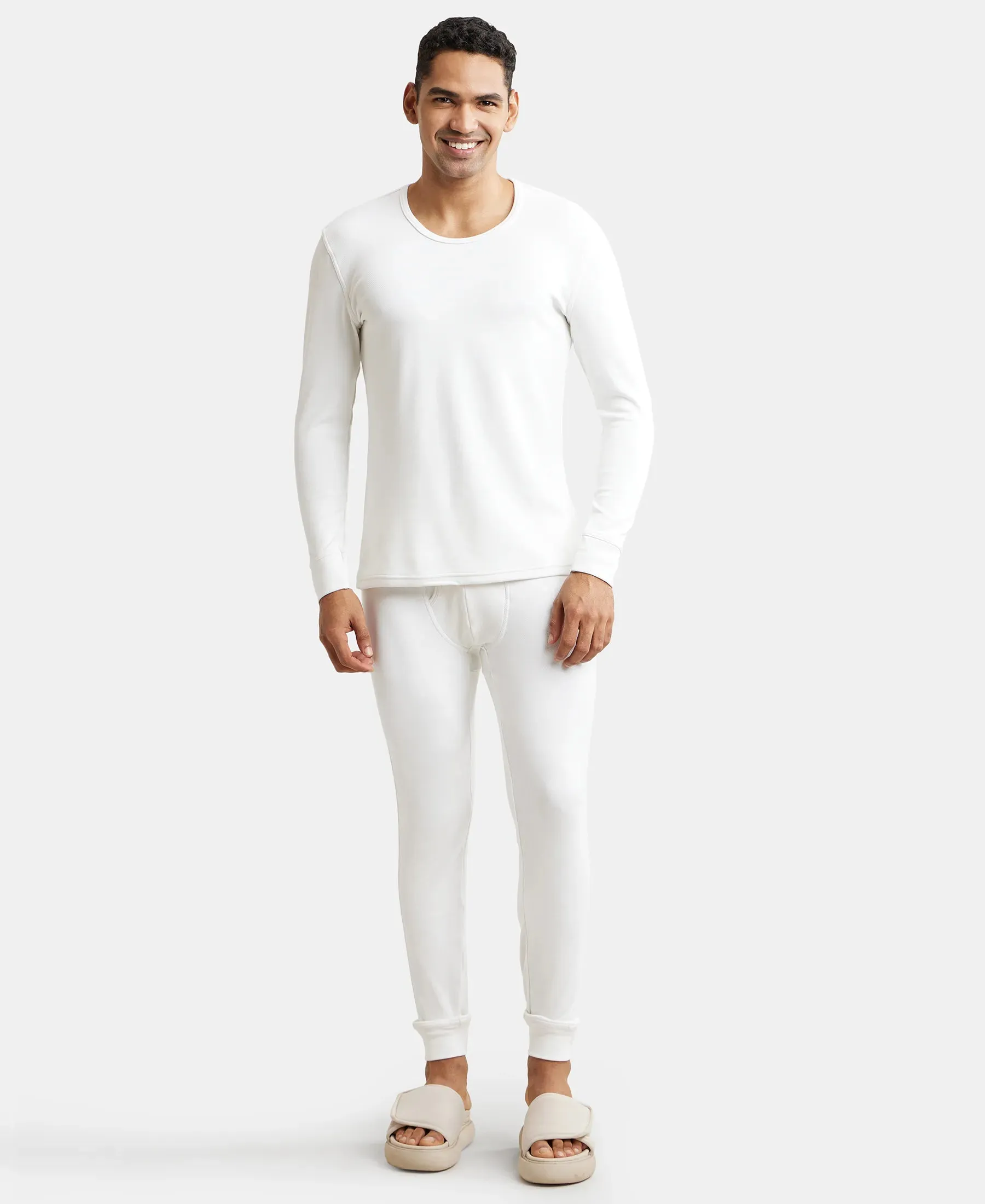Soft Touch Microfiber Elastane Stretch Fleece Fabric Thermal Long John with StayWarm Technology - Light Bright White