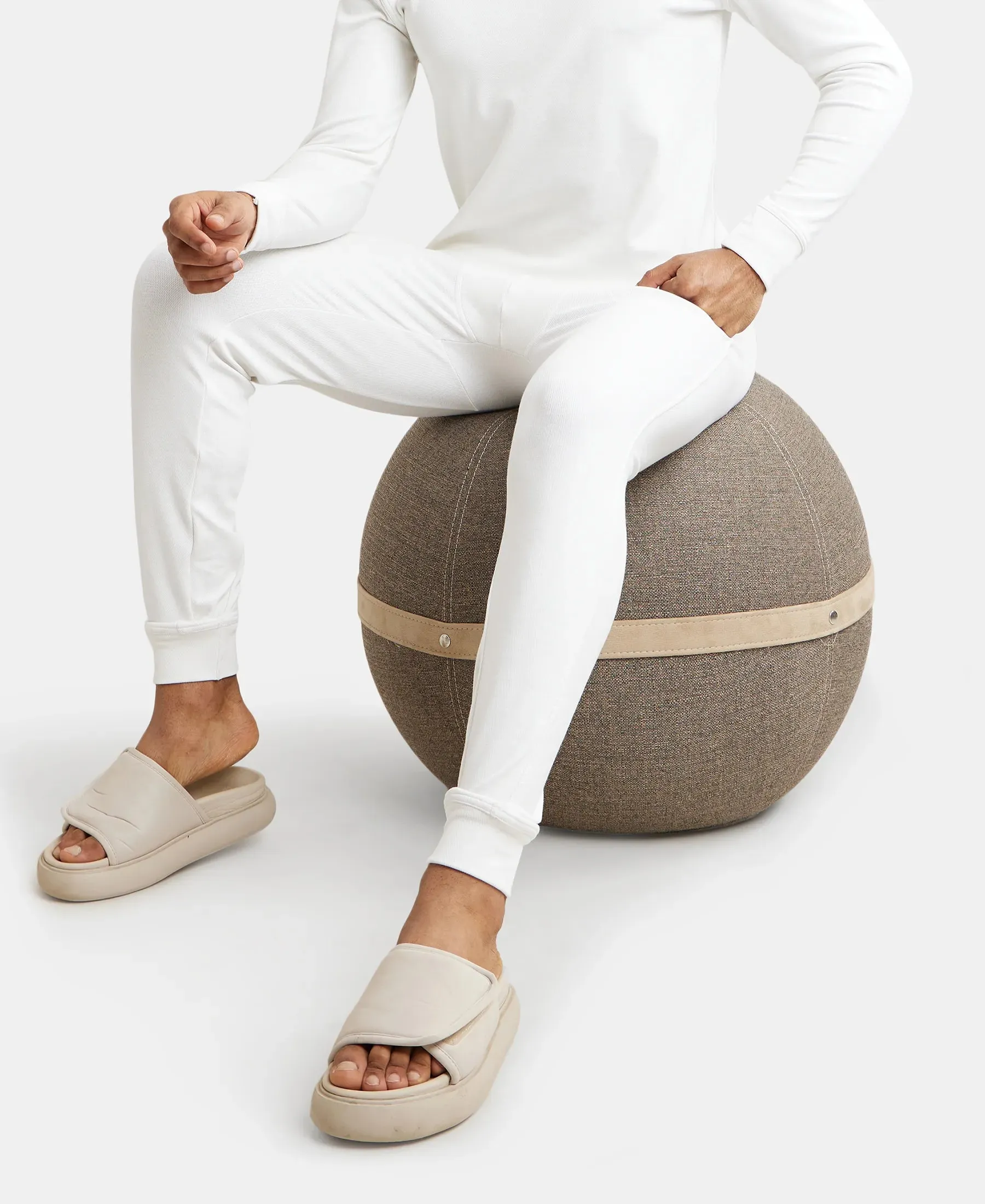 Soft Touch Microfiber Elastane Stretch Fleece Fabric Thermal Long John with StayWarm Technology - Light Bright White