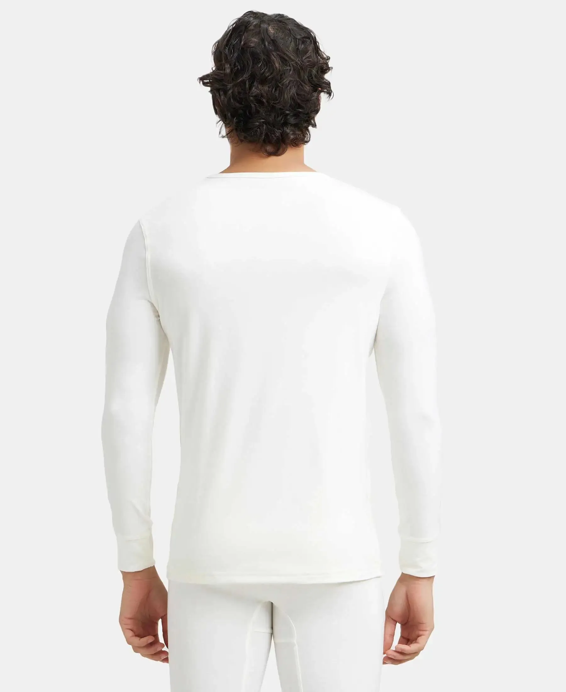 Soft Touch Microfiber Elastane Stretch Full Sleeve Thermal Undershirt with StayWarm Technology - Winter White