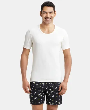 Soft Touch Microfiber Elastane Stretch Half Sleeve Thermal Undershirt with StayWarm Technology - Winter White