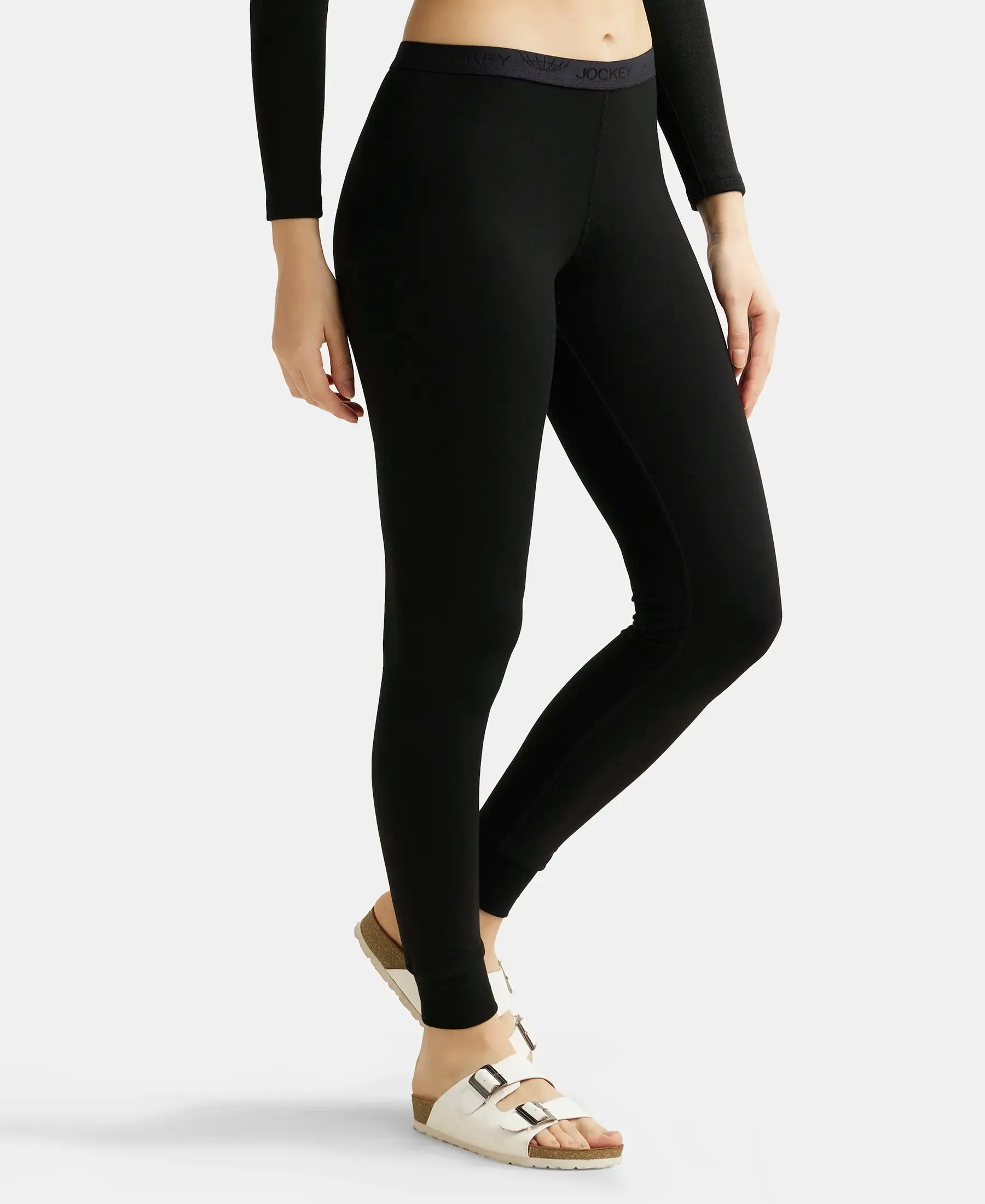 Soft Touch Microfiber Elastane Stretch Leggings with StayWarm Technology - Black