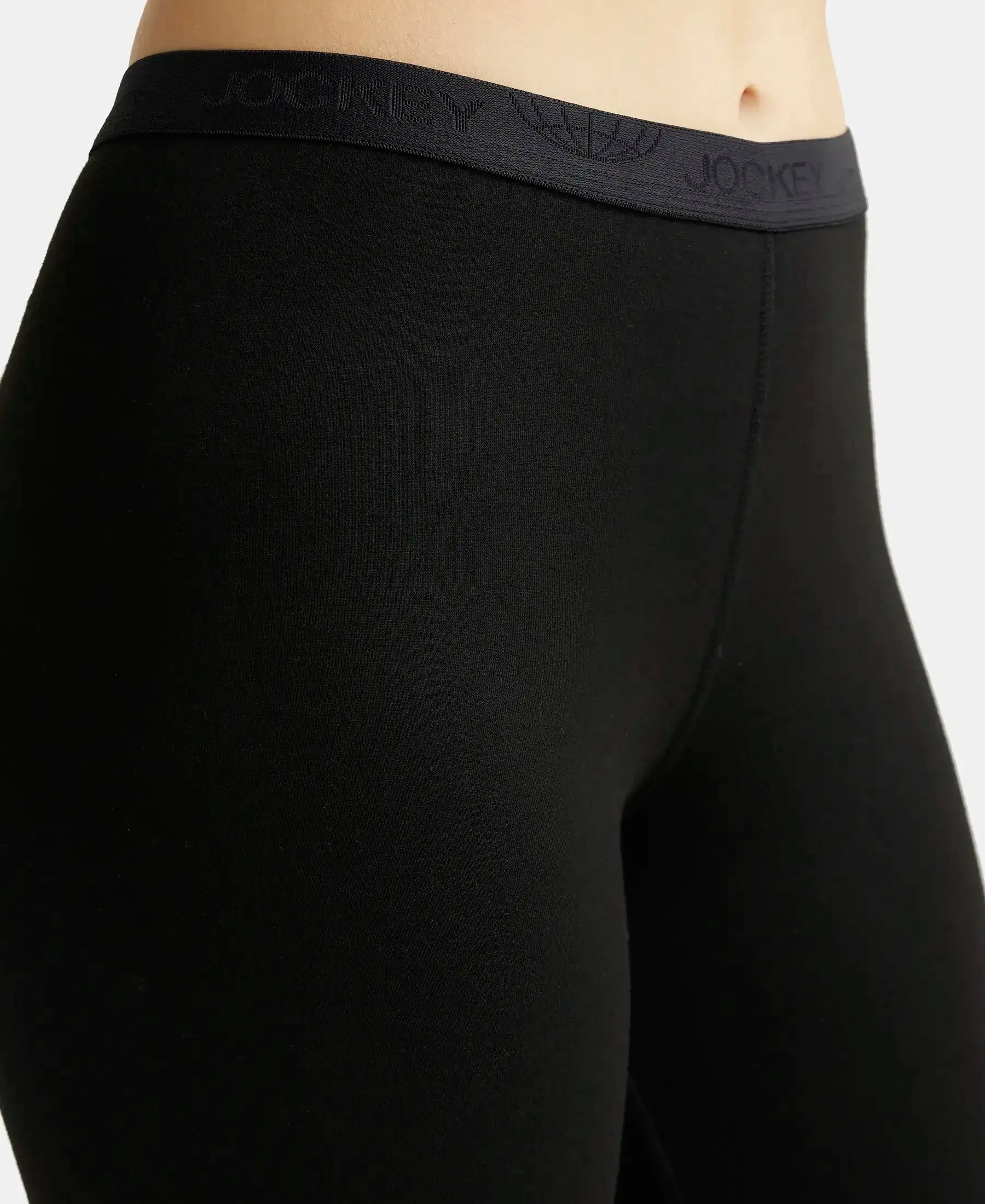 Soft Touch Microfiber Elastane Stretch Leggings with StayWarm Technology - Black