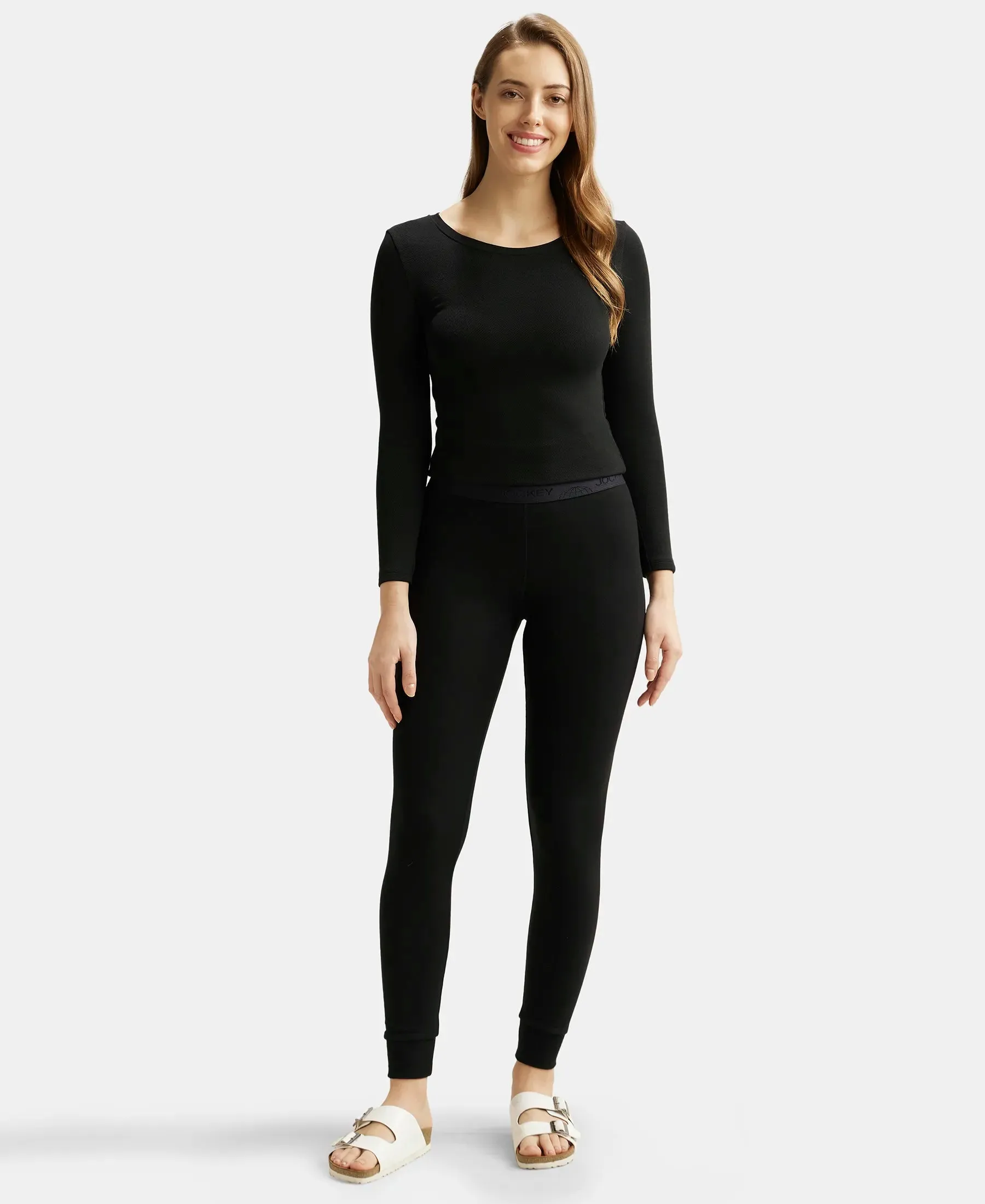 Soft Touch Microfiber Elastane Stretch Leggings with StayWarm Technology - Black